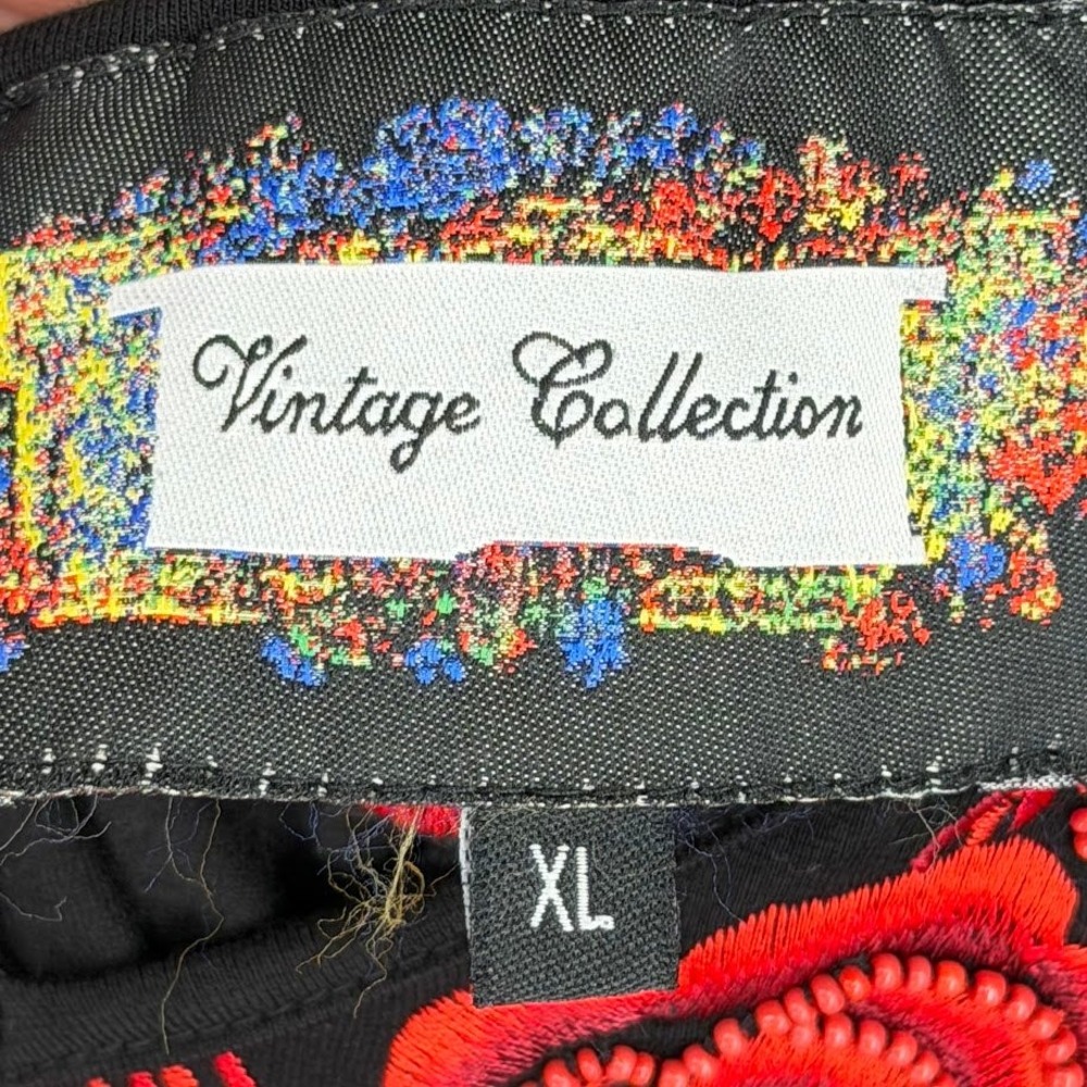 Vintage Collection Beaded Embroidered Tunic Top Womens XL Black Red Western Goth - Picture 5 of 9